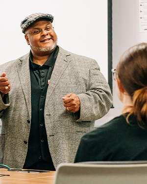 Professor with students